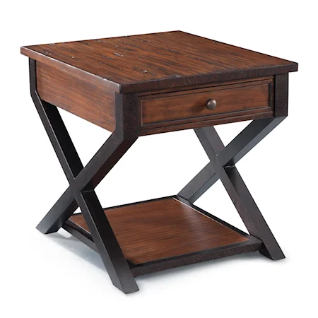 Casual Rustic Rectangular End Table